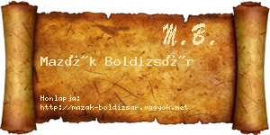Mazák Boldizsár névjegykártya